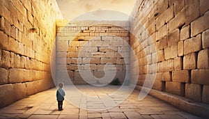 Western Wall in Jerusalem. Illustration of Israeli landmarks.