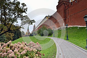 Western wall of the Kremlin in Moscow