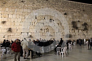Western Wall at night