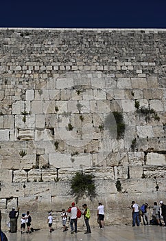 The western wall of the temple mountain in Jerusalem