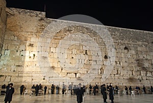Western Wall (Wailing wall), Jerusalem at night
