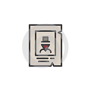 Western wanted poster filled outline icon