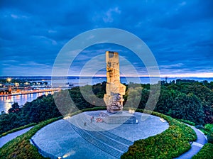 Westerplatte monument at evening