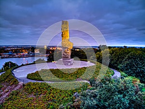 Westerplatte monument at evening