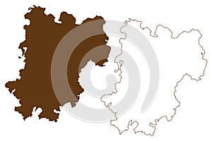Westerwaldkreis district Federal Republic of Germany, State of Rhineland-Palatinate map vector illustration, scribble sketch photo