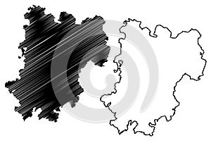 Westerwaldkreis district Federal Republic of Germany, State of Rhineland-Palatinate map vector illustration, scribble sketch photo
