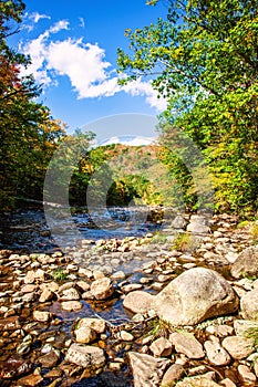 Westfield River on Keystone arches bridge Trail in Berkshires Massachusetts