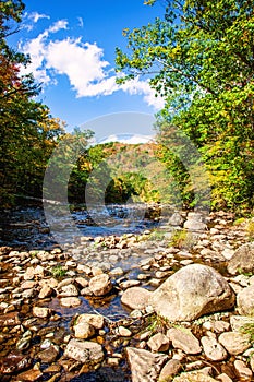 Westfield River on Keystone arches bridge Trail in Berkshires Massachusetts photo