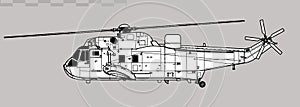 Westland Sea King HAS Mk.6. Vector drawing of anti-submarine warfare and utility helicopter.