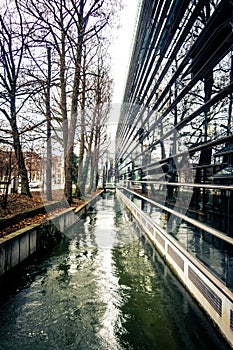 The Westlicher Stadtgrabenbach canal, Munich, Germany