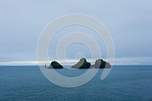 Westman Islands beach day view, Iceland landscape.Smaeyjar islands