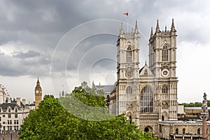 Westminster Abbey with Big Ben in the background