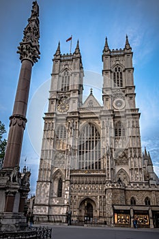 Westminster Abbey and column, London