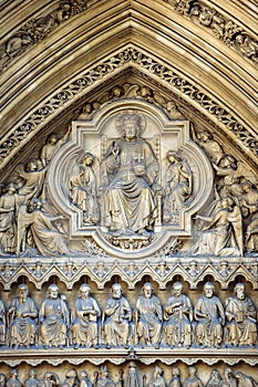 Westminster Abbey Entrance in London England bas relief