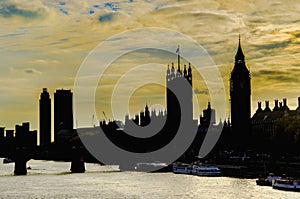 Westminster and Big Ben skyline silhouette