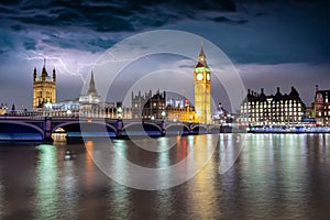 The Westminster Bridge and Big Ben clocktower in London