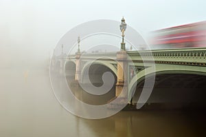 Westminster Bridge in fog