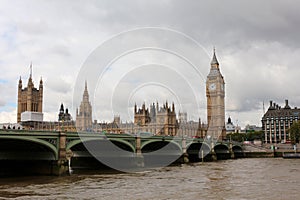 Westminster Bridge over the River Thames in London Westminster Palace with Big Ben