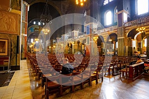 Interior of Westminster Cathedral or the Metropolitan Cathedral of the Precious Blood of Our Lord Jesus Christ in London, UK