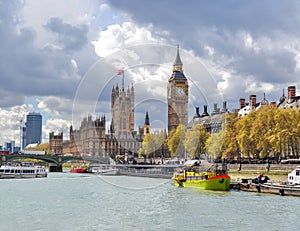 Westminster palace Houses of Parliament and Big Ben, London, UK