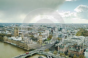 Westminster Palace,Parliament in London aerial view