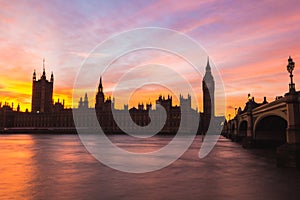 Westminster with Red Sky