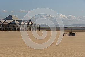 Weston, North Somerset coast a popular holiday resort with large sandy beach.