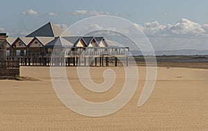 Weston, North Somerset coast a popular holiday resort with large sandy beach.