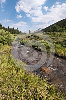 Weston Peak 13,572 feet with the South Platte River early Summer