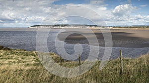Weston-Super-Mare beach Summer landscape panorama viewed from Br