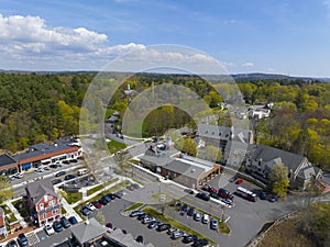 Weston town center aerial view, Massachusetts, USA