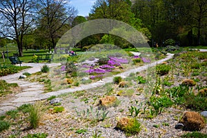 Westpark in spring in Munich, blue sky