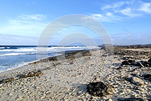 Westpunt beach with sunset light, Aruba, Caribbean