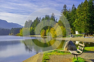 Westwood lake during the fall in Nanaimo, BC, Canada photo