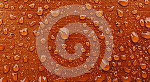 Wet background of a wooden bench with water drops