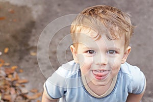 Wet boy playing in the water