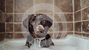The Dog in a Bubble Bath.AI generated image
