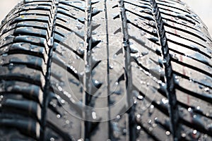 Wet car tyre (tire)