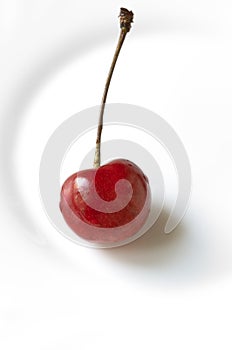 Wet cherry on the plate