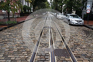 Wet Cobblestone Street in Georgetown