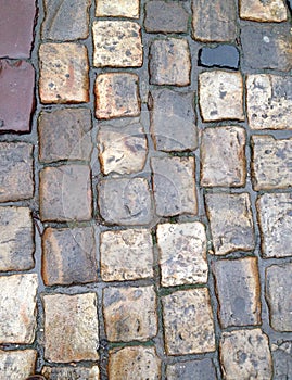 Wet cobblestones
