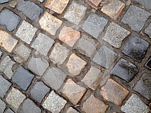 Wet cobblestones