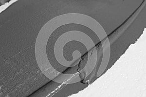 Wet concrete on white background, closeup view