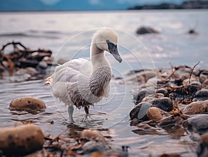 Wet cygnet