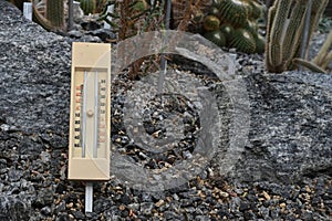 Wet and dry bulb thermometer, an instrument used to measure the relative humidity of the atmosphere.