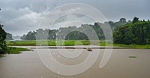 Wet fishing in the rain forests of Panama.