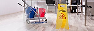 Wet Floor Caution Sign On Floor photo