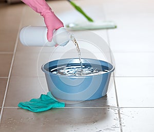 Wet floor cleaning photo