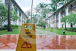 A wet floor on a rainy day