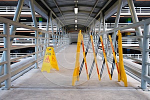 Wet floor sign on a corridor